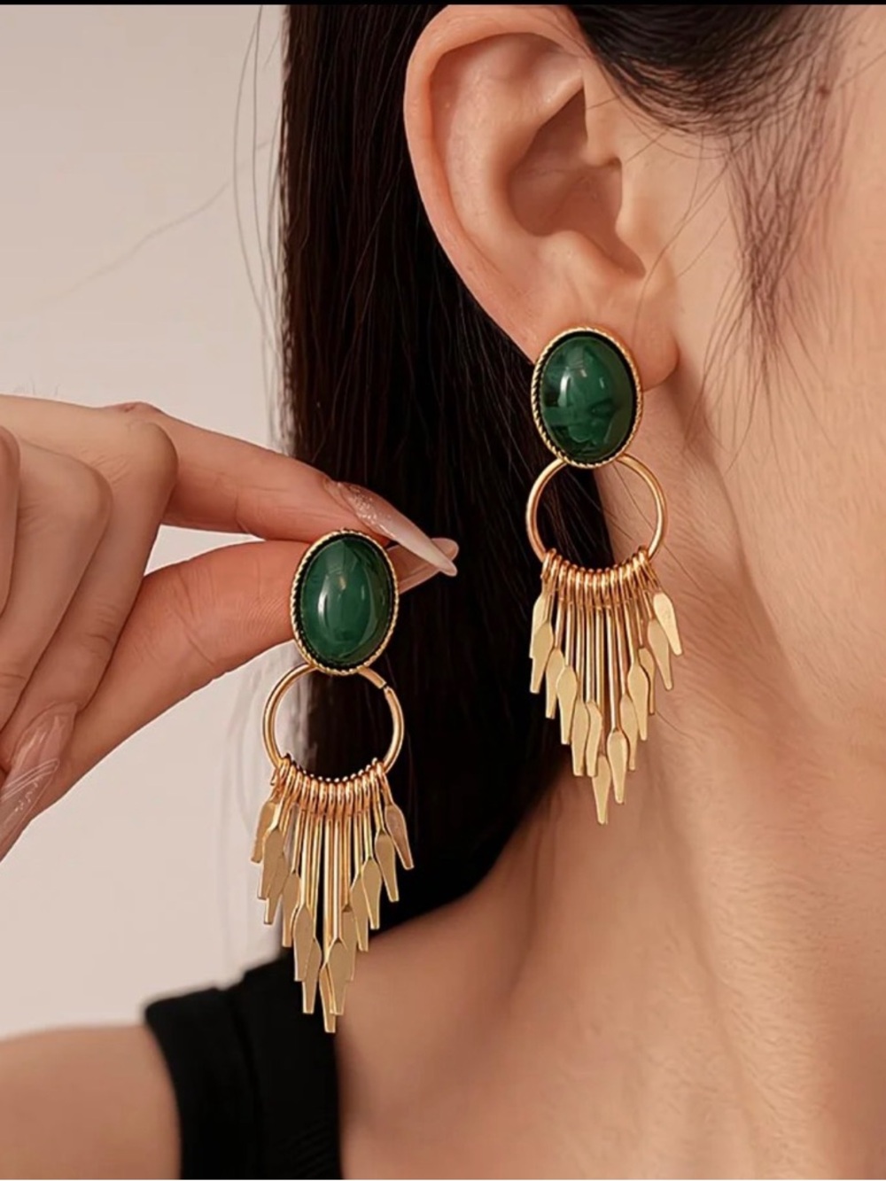 Zara Gold-Tone Fringe Drop Earrings